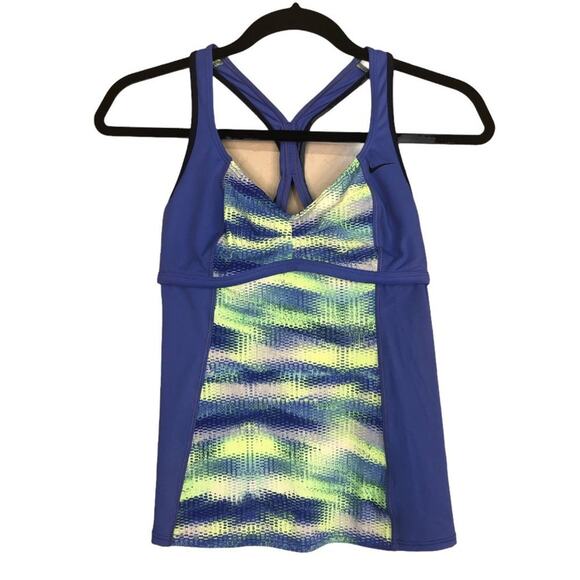 Nike Athletic lined tank top Blue and green Small - Picture 1 of 5